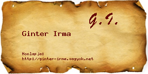 Ginter Irma névjegykártya